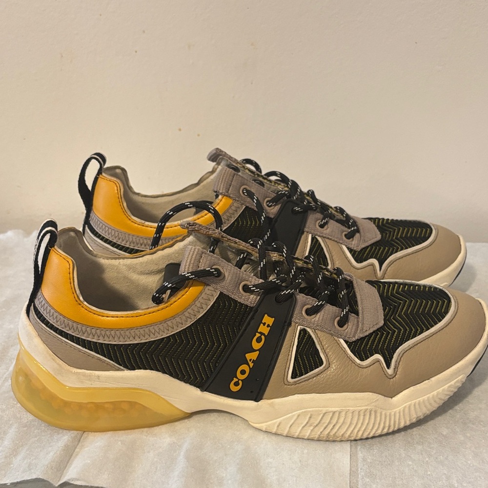 Coach Beige and Yellow Athletic Shoes